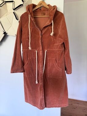 POL SIZE, SMALL HOODED CORDUROY JACKET, 100% COTTON HOODED burnt orange
